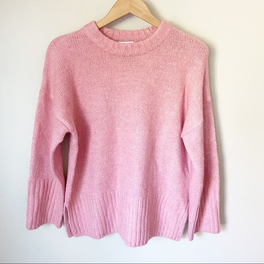 Topshop Supersoft Deep Ribbed Hem Crewneck Sweater Pink S NWT - Picture 3 of 14